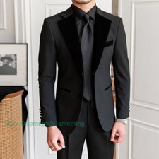 Men's Jacket Suit Slim Fashion Black Formal Business Wedding Party Banquet