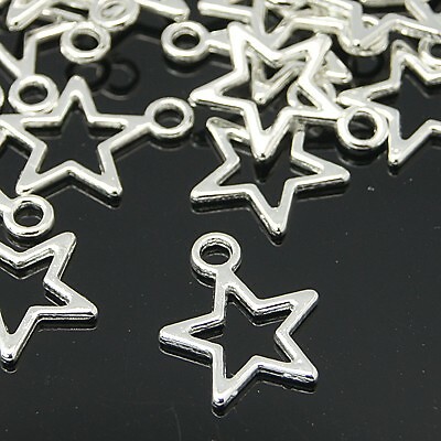  25 Stück Anhänger 14,5x12mm Sternchen Stern Silber Charms - 2751