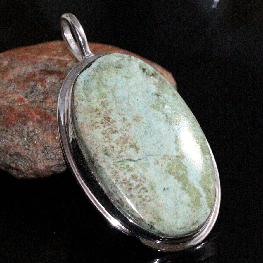 Huge Peruvian Turquoise 925 Silver Plated Fine Finish Pendant 2.3