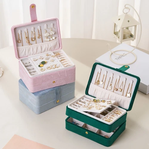 2 Schichten Schmuckkästchen Organizer Große Kapazität Ring Ohrring Halskette Aufbewahrungsbox - Bild 30 von 34