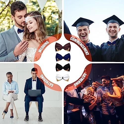  Мужские металлические золотые галстуки-бабочки для мужчин женщин искусственная кожа атласный один размер A/Blue-s14 - Изображение 4 из 4