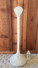 Vintage 40" White WICKER Rattan WIG HAT Form STAND Floor Model STORE DISPLAY