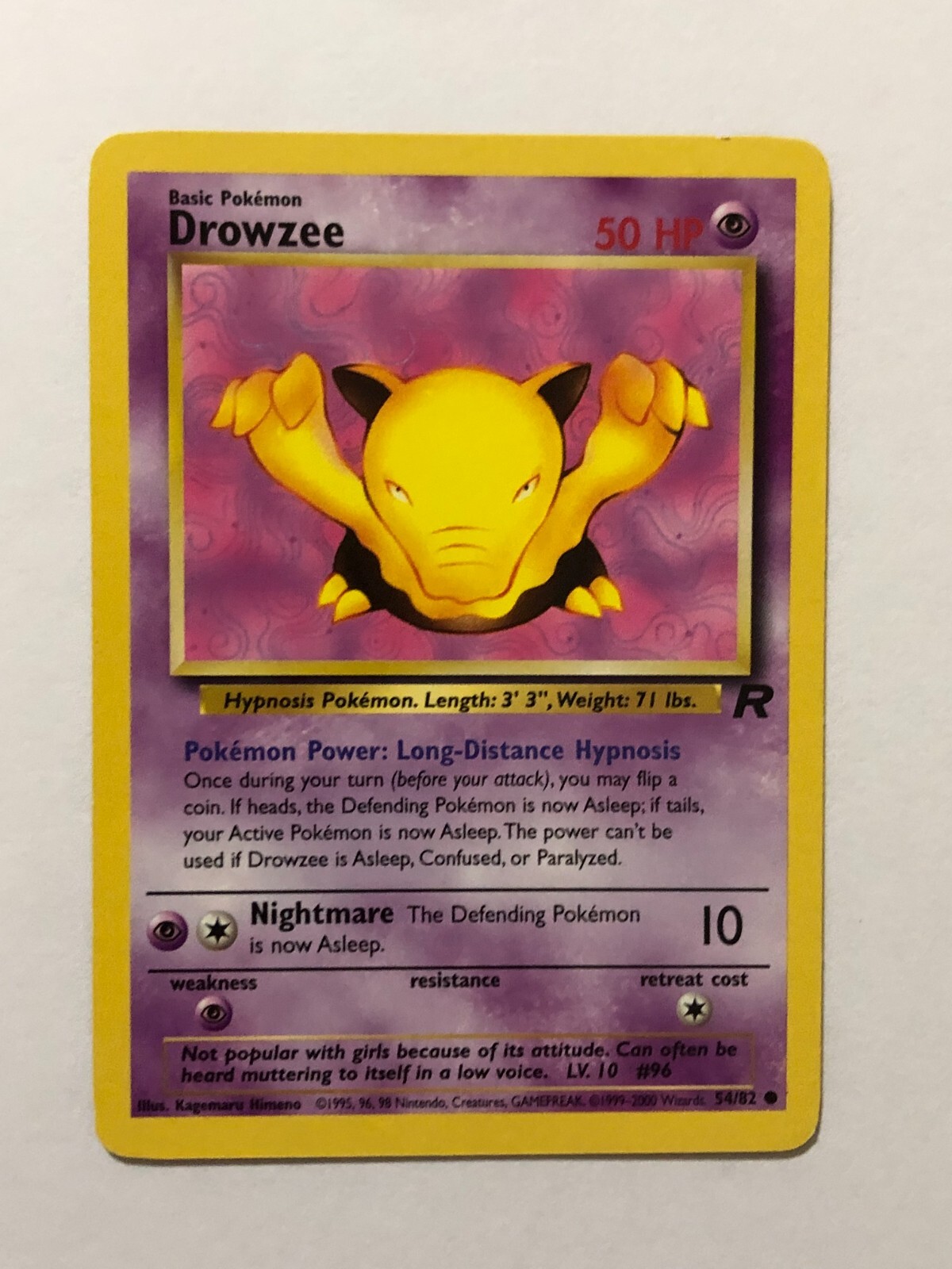 Pokemon Card Team Rocket Drowzee 54/82 Near Mint