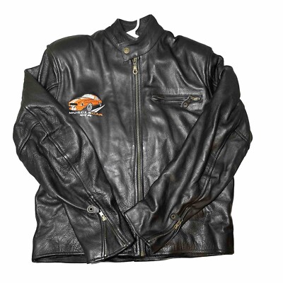 Vintage MAS YKK Mens leather Sports Motorcycle Jacket Genuine Leather Size 44