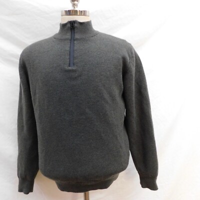 Barbour Mens Sz L Half Zip Lined Wool Sweater Weather Comfort Storm Green
