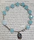 Mint ColoredFaceted Beaded Rosary Bracelet w/ Pale Blue Sacred Heart & Pendant — photo 1
