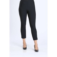 ic By Connie K Black Button Hem Pull On Cropped Pant Size Large