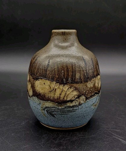 James McAnallen Signed Studio Art Pottery Salt Glaze Bud Vase Lakeside Cattails - Picture 7 of 21