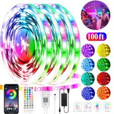 100ft LED Strip Lights 50ft 32ft Music Bluetooth APP Remote 5050 RGB Room Lights