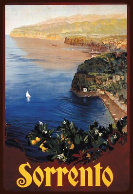 Holzschild 20x30 historisches Plakat SORRENTO Italien Italy Meer Städtereise Url