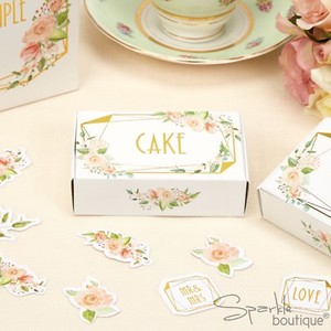 Floral Or Boites De Gateau X10 Mariage Anniversaire Fete Art Deco Floral Plage Ebay