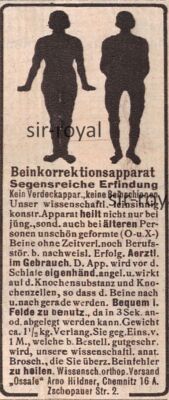 Leg Correction Machine - Ossale Chemnitz - 1918 - Historical Advertising ~4x9cm
