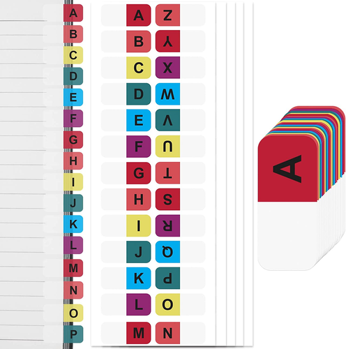 OIIKI 728PCS Colorful Alphabet Tabs, a to Z 26 Letters Alphabet Stickers, Alphab