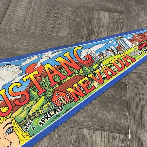 Vintage Mustang Ranch Nevada Brothel Pennant Flag Pop Art 1980s Felt Rare 27" - Picture 4 of 8