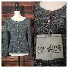 Carolina Colours Cardigan Sweater Size Large Button Front Made In USA Vintage