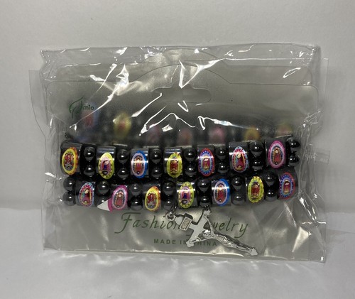 2 Stck. Jungfrau Maria Bettelarmband schwarze Steine/Stretchband mit hängendem Kreuz Posten 2 - Bild 2 von 5