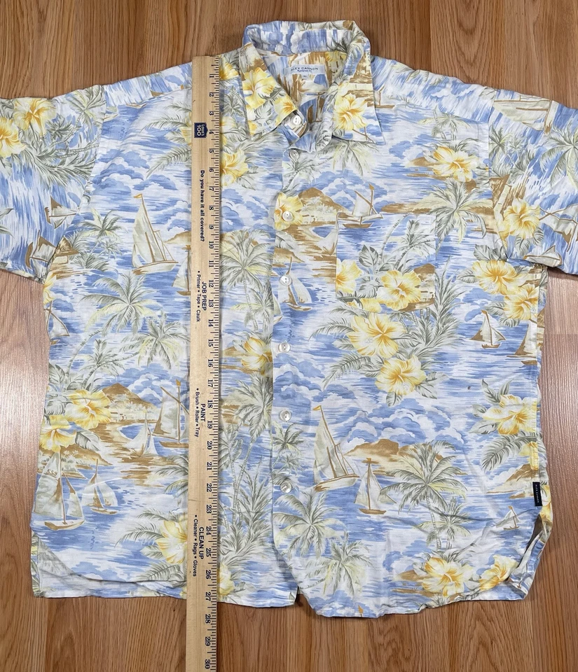 Alex Cannon Shirt Mens XL Extra Large Linen Rayon Hawaiian ButtonUp Short Sleeve - Image 4 of 4