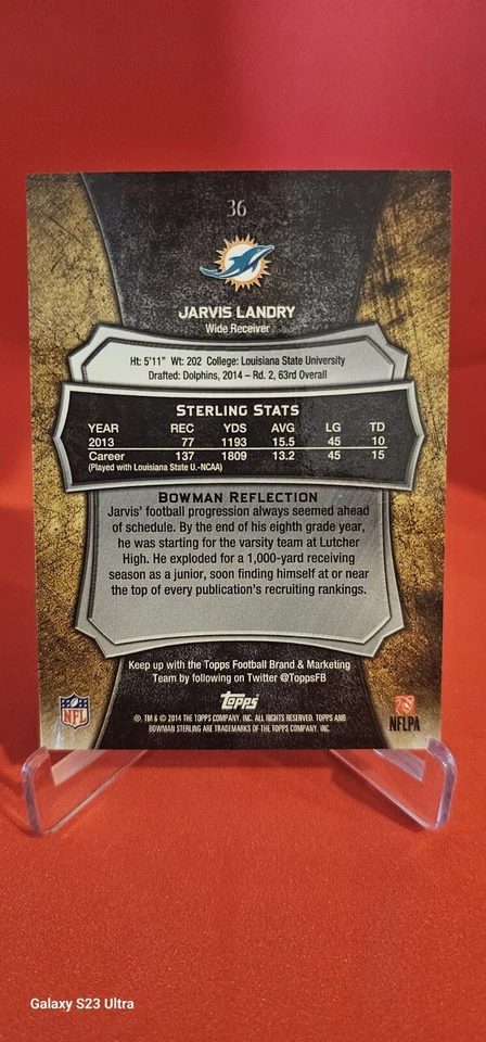 2014 Bowman Sterling Jarvis Landry RC Dolphins Mint! - Image 3 of 4