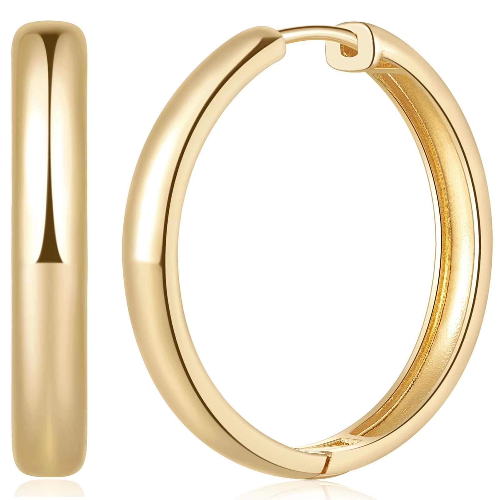 HOBATS 14K Gold Hoop Earrings for Women Elegant Solid Gold Hoops