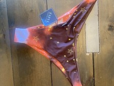 Zaful Swimsuit Bikini Bottom Stars Moon Cheeky Brown And Orange Size Medium