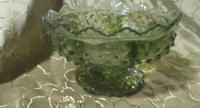 Vintage Fenton Hobnail Colonial Green Glass 6 Mini Taper  display picture 1