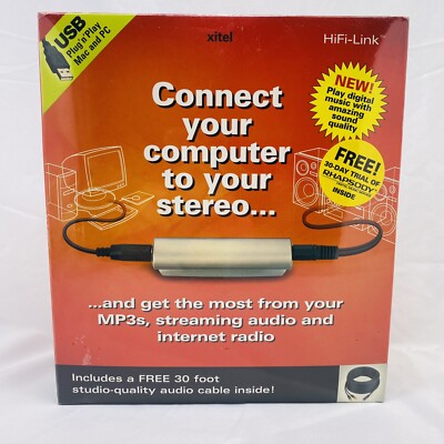 Xitel Hi-Fi Computer To Stereo Link USB Plug N Play Mac And PC
