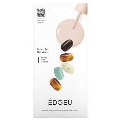 Perfect Gel Nail Wraps, ENA 212 Black Sugar Bonbon Chocolat, 19 Piece Set