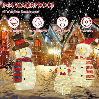 3PCS Snowman with LED String Lights Outdoor 2D Lighted Christmas Decoration US