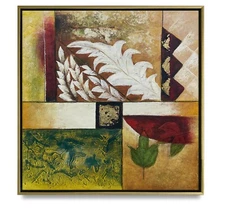 Hungryartist -Original Painting of Abstract Squares on Canvas 23x23 Framed