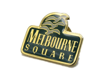 Vintage Melbourne Square Mall Pin Florida Enamel Lapel Hat Pin Green Gold Birds