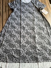 Lularoe Carly Dress HTF Unicorn 🦄 Black Gray Roses Polka Dots 2XL 22/24 20 XXL