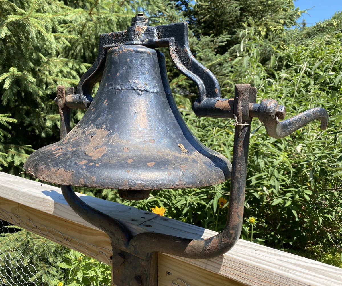 Antique Cast Iron School Church Bell 15 Complete Located Western