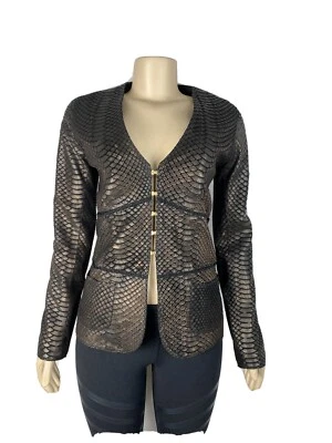 N V By Natacha & Vanessa Python Embossed Jacket Small Black/Brown - Photo 1/4