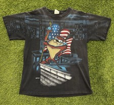 Vintage 1996 Taz USA Flag Looney Tunes AOP T Shirt - L