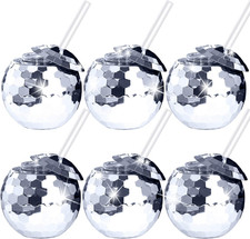 6 Pcs Disco Ball Cups Silver Spherical Cup Disco Flash Ball Cocktail Cup Sparkly