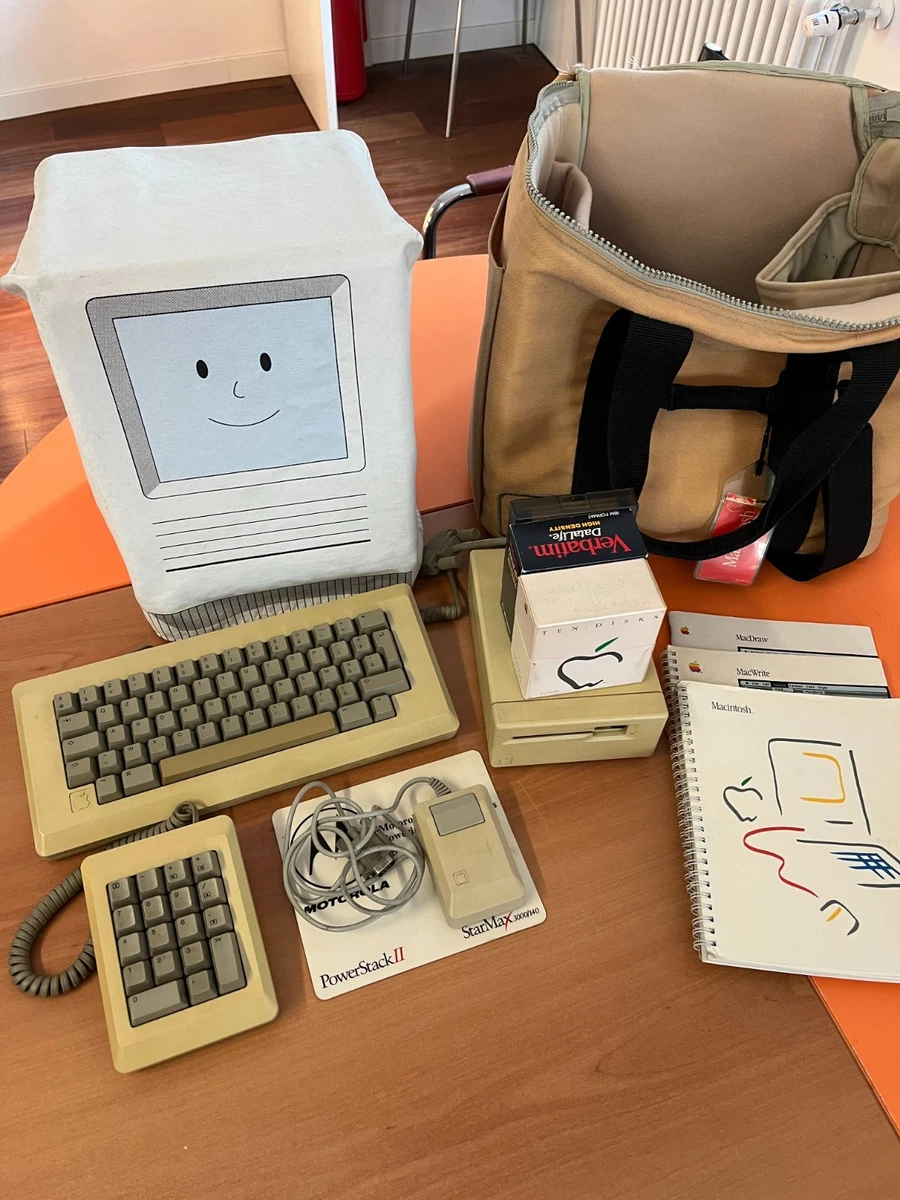 Apple Macintosh 128k etiqueta roja + accesorios