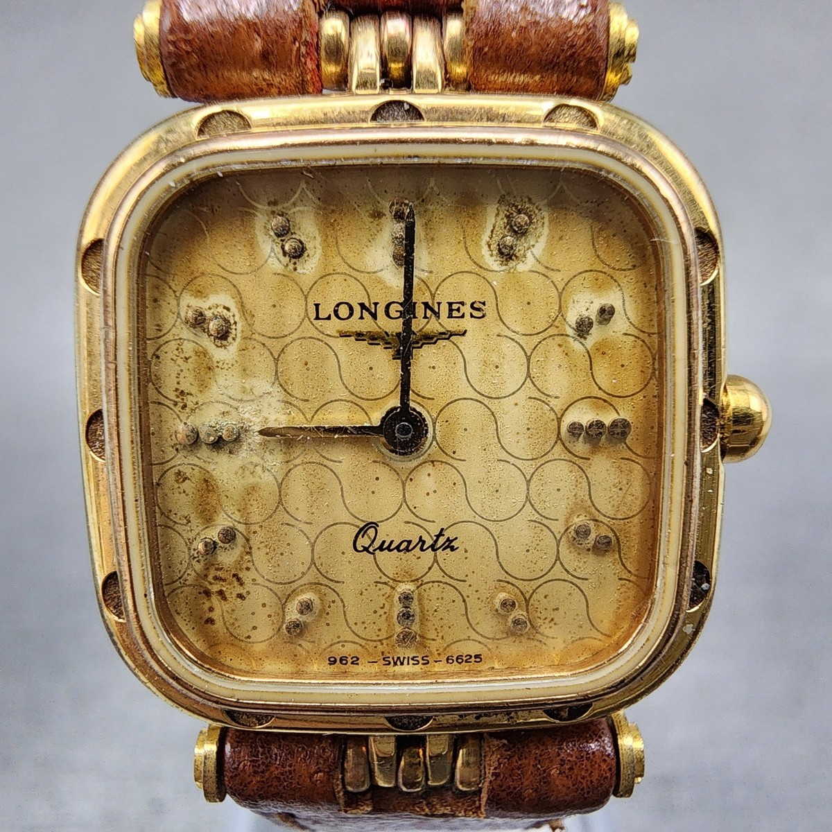 Longines Tank Watch Women 21mm Gold Dial Gold Tone Rectangle 6625