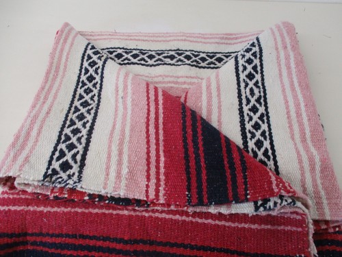 Vintage Mexican Blanket, Sarape, Throw, Rug, Pink, Picnic, Festival, Camping 81 - Picture 5 of 6
