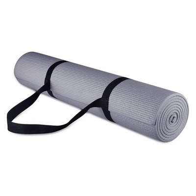 Fitvids 1/4  High Density Thick Non Slip Workout Yoga Mat and Carry Strap, Grey