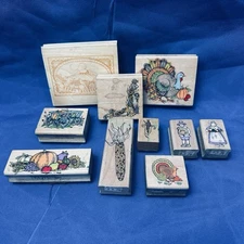 (10) Vintage Hero Arts Rubber Stamp Lot + CMX Stamp Oasis Harvest Thanksgiving