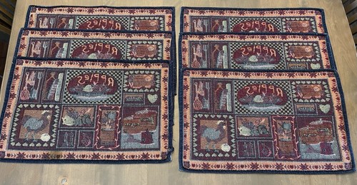 Vtg Tapestry Placemats Set of 6 Apples Chickens Farmhouse Country Decor - Picture 4 of 4