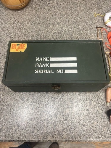 Vintage Early G.I. Joe Wood Foot Locker Lot of Accessories and Uniforms Etc