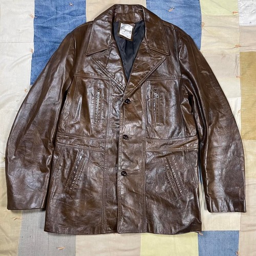 Vtg 60s Ellingsworth Leather Duster Car Coat Chain Zip Leather Jacket Mens Large