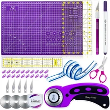 Nicecho Rotary Cutter Set,Sewing Quilting Supplies,45mm Fabric Cutters,A3... 