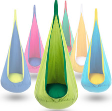 Kids Pod Swing Chair,Hanging Hammock Chair with Inflatable Pillow,Sensory Pocket