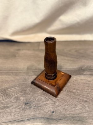 Vintage Ardco Wooden Taper Candle Holder with Square Pedestal Base