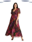 Ex Womens Scarlett & Jo Isabelle Burgundy Magenta Floral Maxi Dress RRP- £90