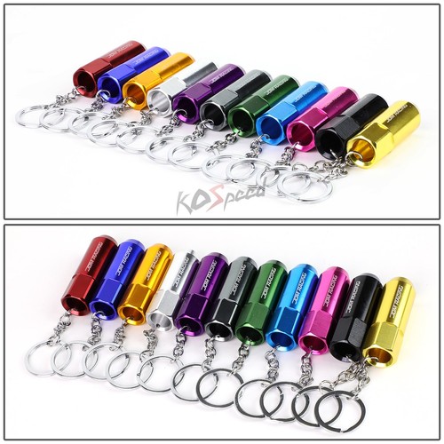 Black JDM Racing Acorn Wheel Rim Lug Nut Keychain Keyring Steel Key Chain Ring - Picture 4 of 5