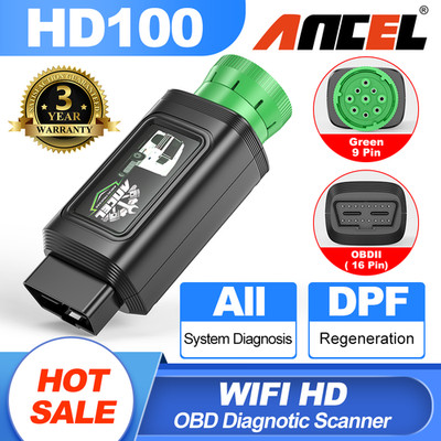 Ancel HD100 Bluetooth Heavy Duty Truck Scanner All System Fit For Detroit Paccar