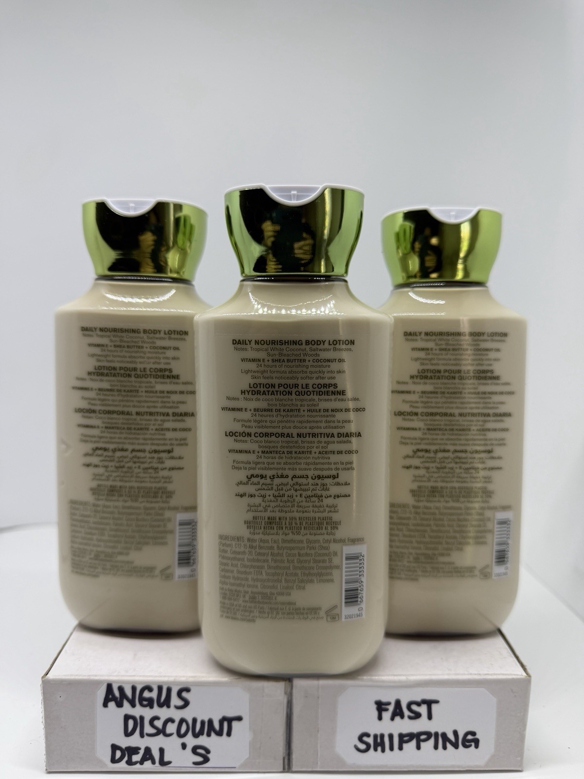 Bath & Body Works WAIKIKI BEACH COCONUT Daily Nourishing Body Lotion 8oz, 3PCS,